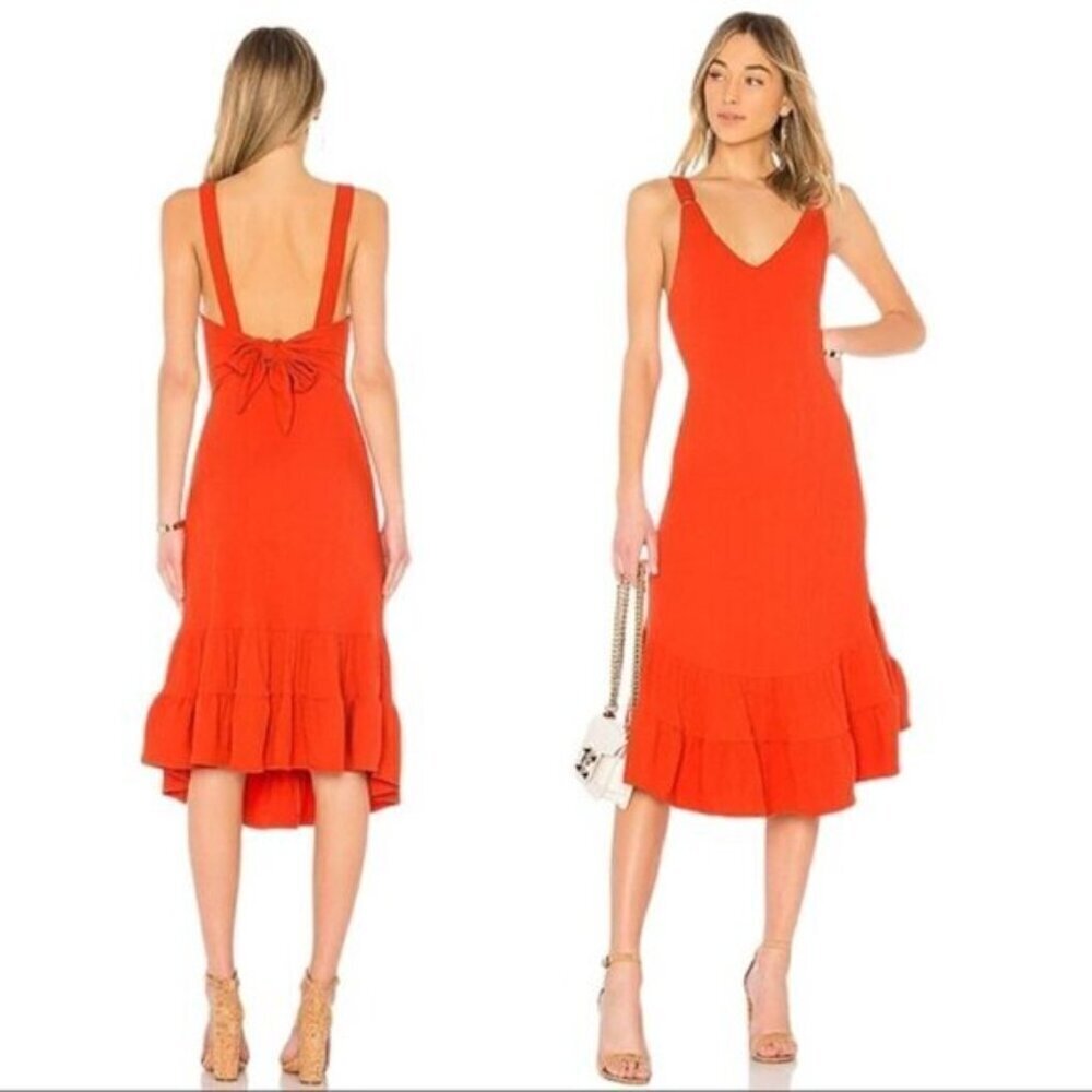 Free People Red Orange Into You Ribbed Casual Dress Women Size Medium
